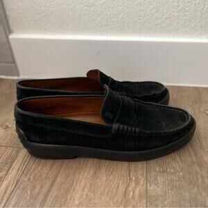 Men’s TODS Black Suede Penny Loafers Size 10